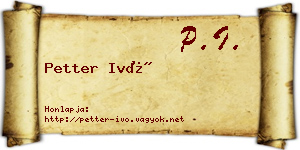 Petter Ivó névjegykártya